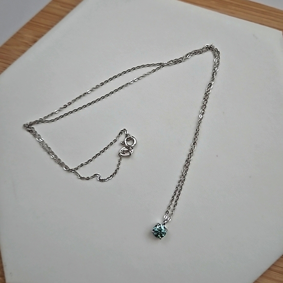 .5ct BlueGreen Moissanite Necklace